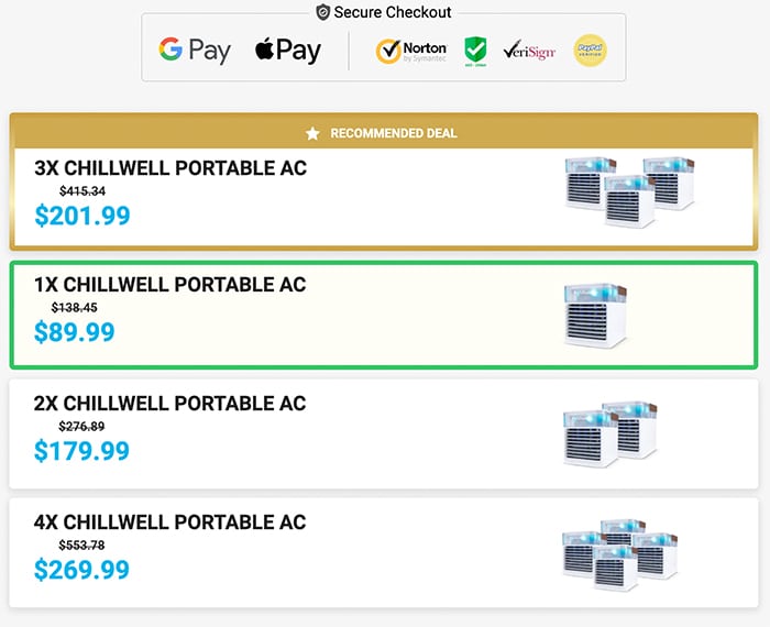 ChillWell Portable AC Cost Price