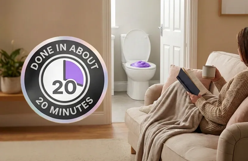 Fuugu-skum i toiletkummen â fĂŠrdig pĂ„ 20 minutter