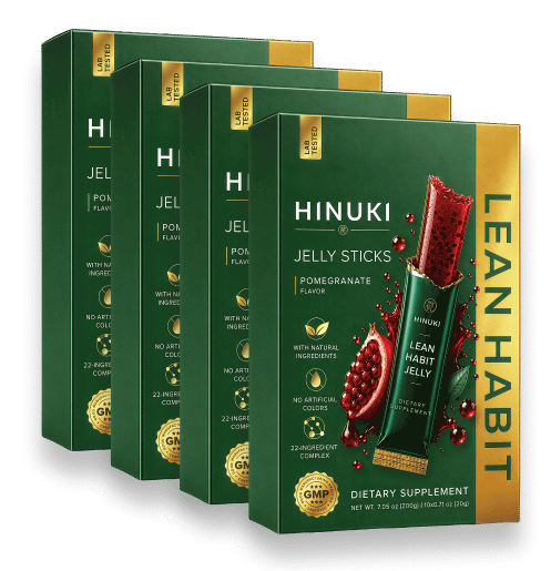 Hinuki Lean Habit Jelly 4-box bundle with 40 pomegranate jelly sticks