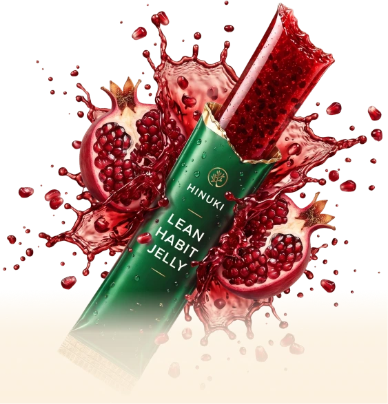 Hinuki pomegranate jelly stick with a splash of red pomegranate juice