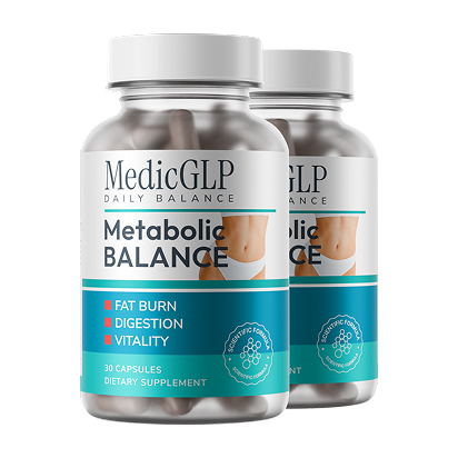 Kaksi pulloa MedicGLP Daily Balance â Metabolic Balance -kapseleita, kahden kuukauden annos